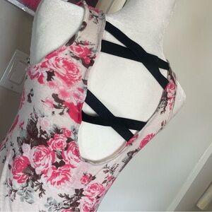 Retro doll cross back floral tank top